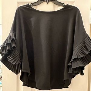 Black Ruffle Sleeve Top